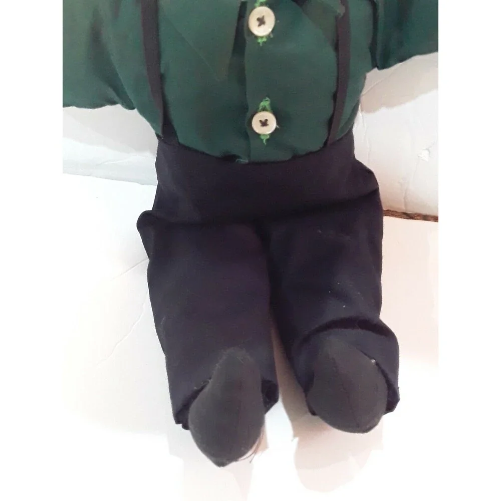 Boy With Hat Faceless Handmade Amish Cloth Dolls Large 16” Fabric Collectible